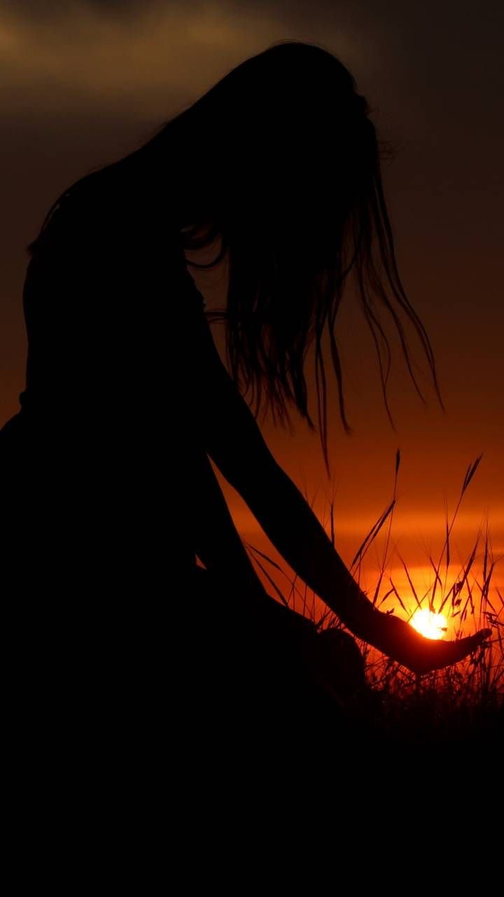 Alone Girl Sitting Near Sunset Wallpaper Download | MobCup