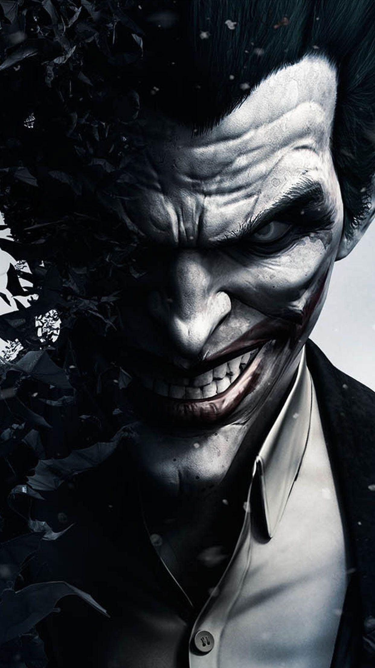 Movie star Joker in red jacket smoking in front of black background 2K  wallpaper download