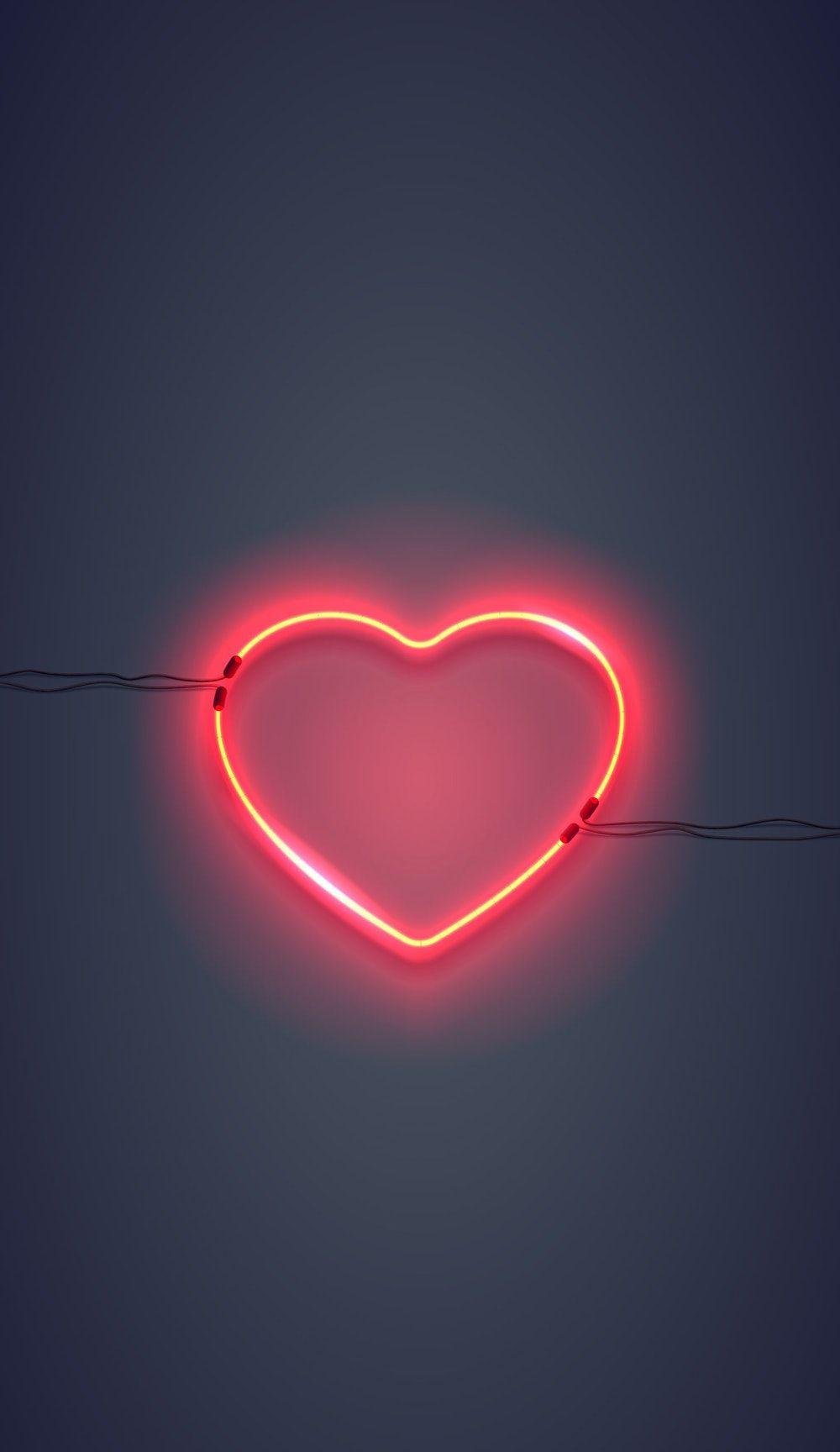 Neon love heart Wallpapers Download