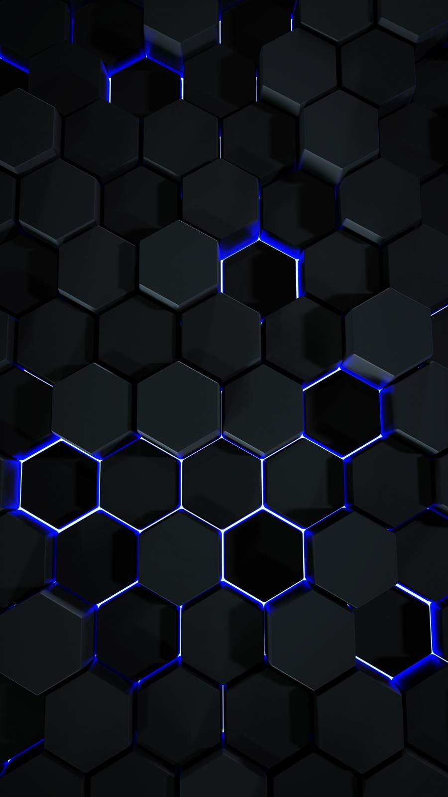 Black And Blue Hexagon Wallpaper Download | MobCup