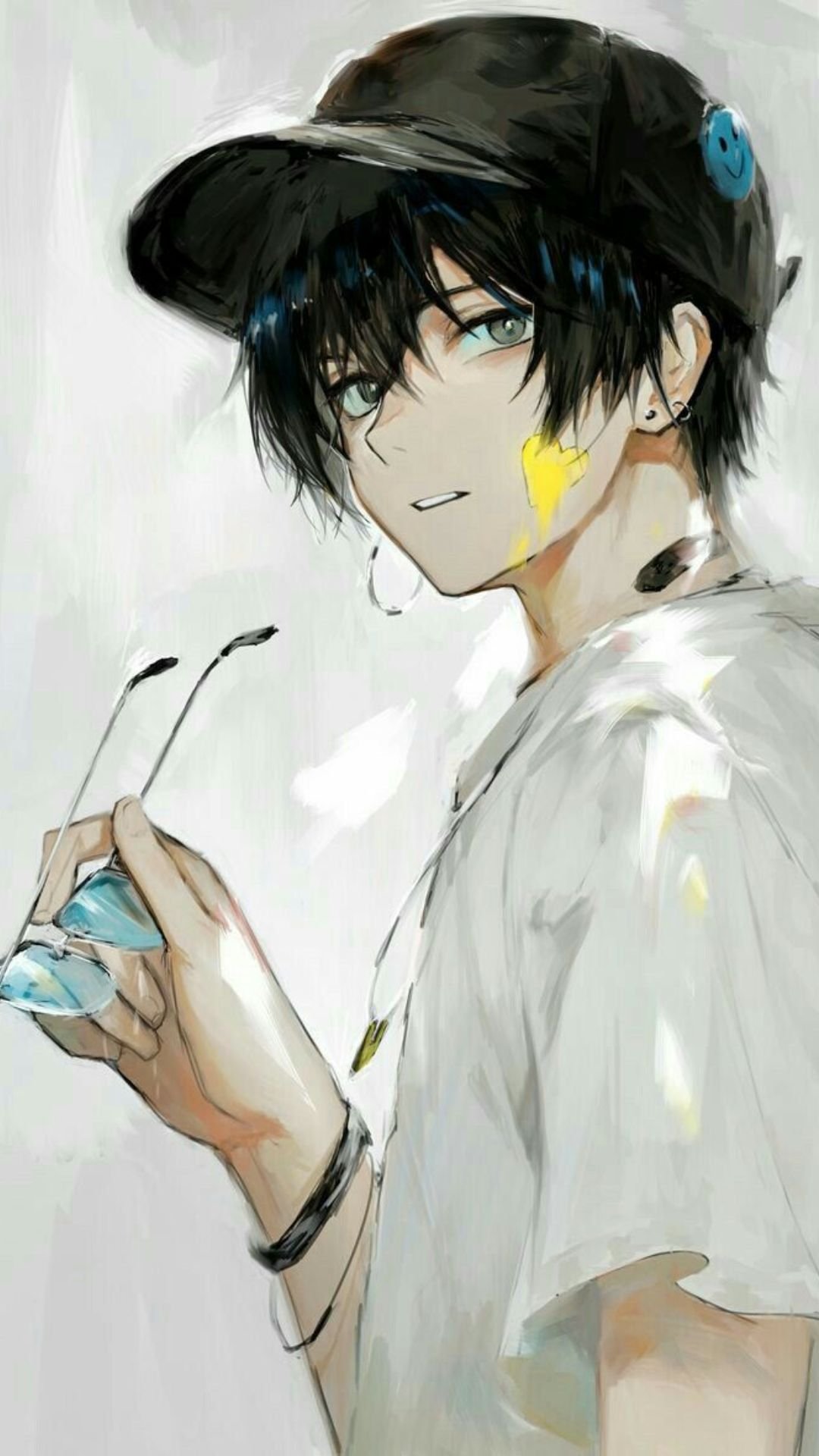 cool anime boy with headphones drawing