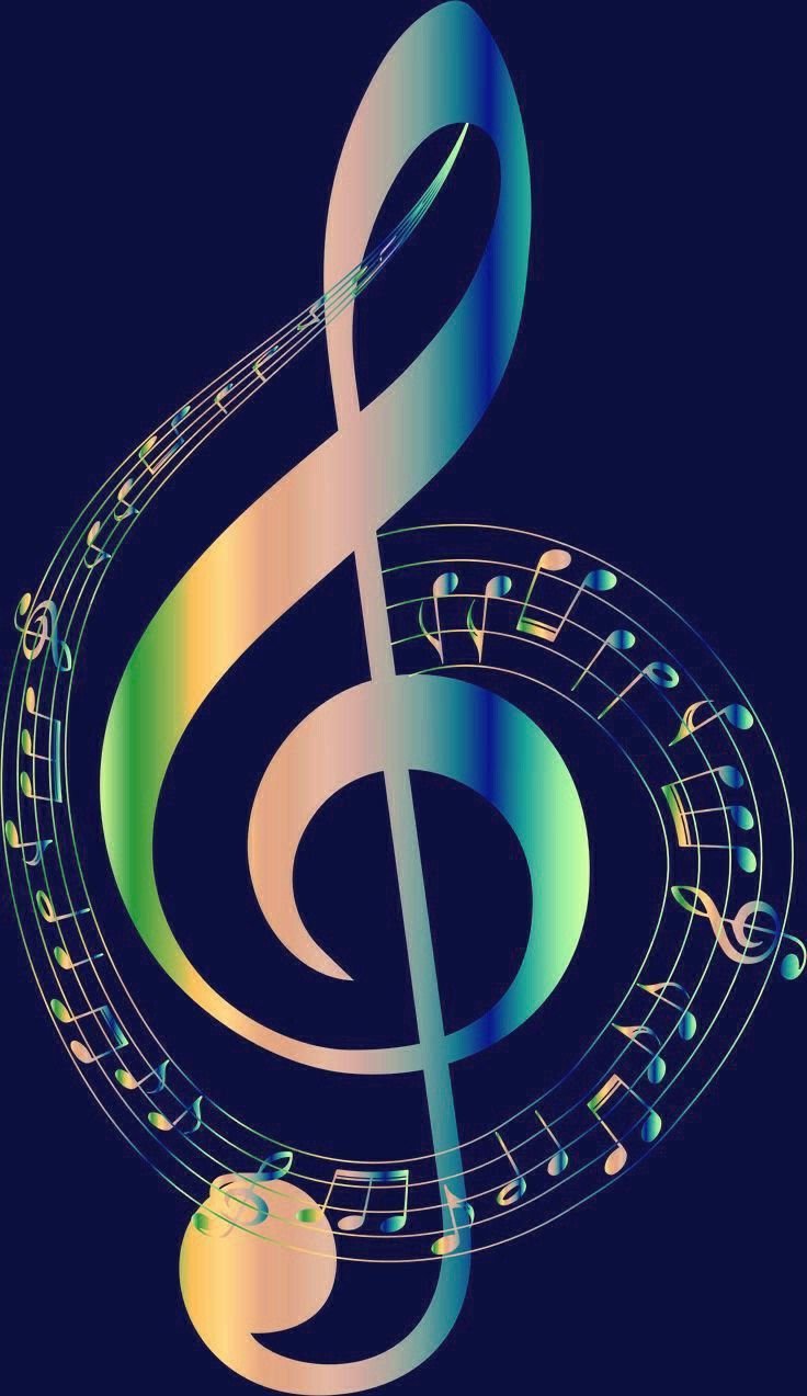 music notes and clef in space with stars abstract color background Music  concept Stock Photo  Alamy