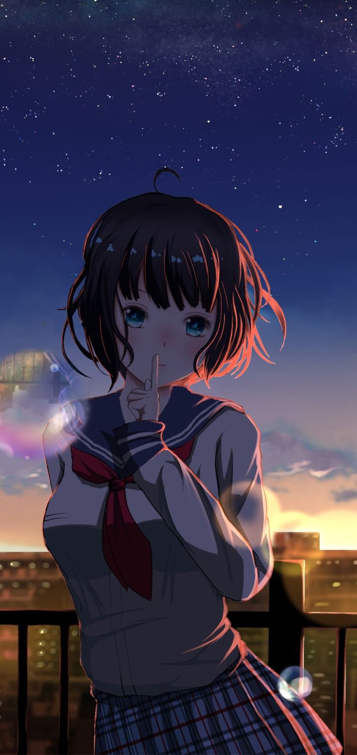 Fantasy Anime girl use her mobile 2K wallpaper download