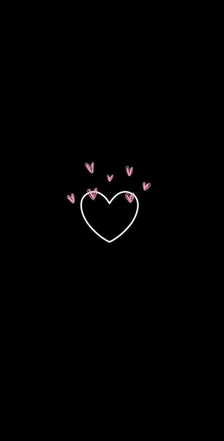 Aesthetic heart symbol on black background Wallpapers Download | MobCup