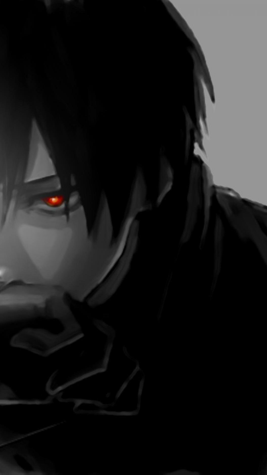 AI Art Generator: Anime boy with red eyes and black hair wearing a black  mask