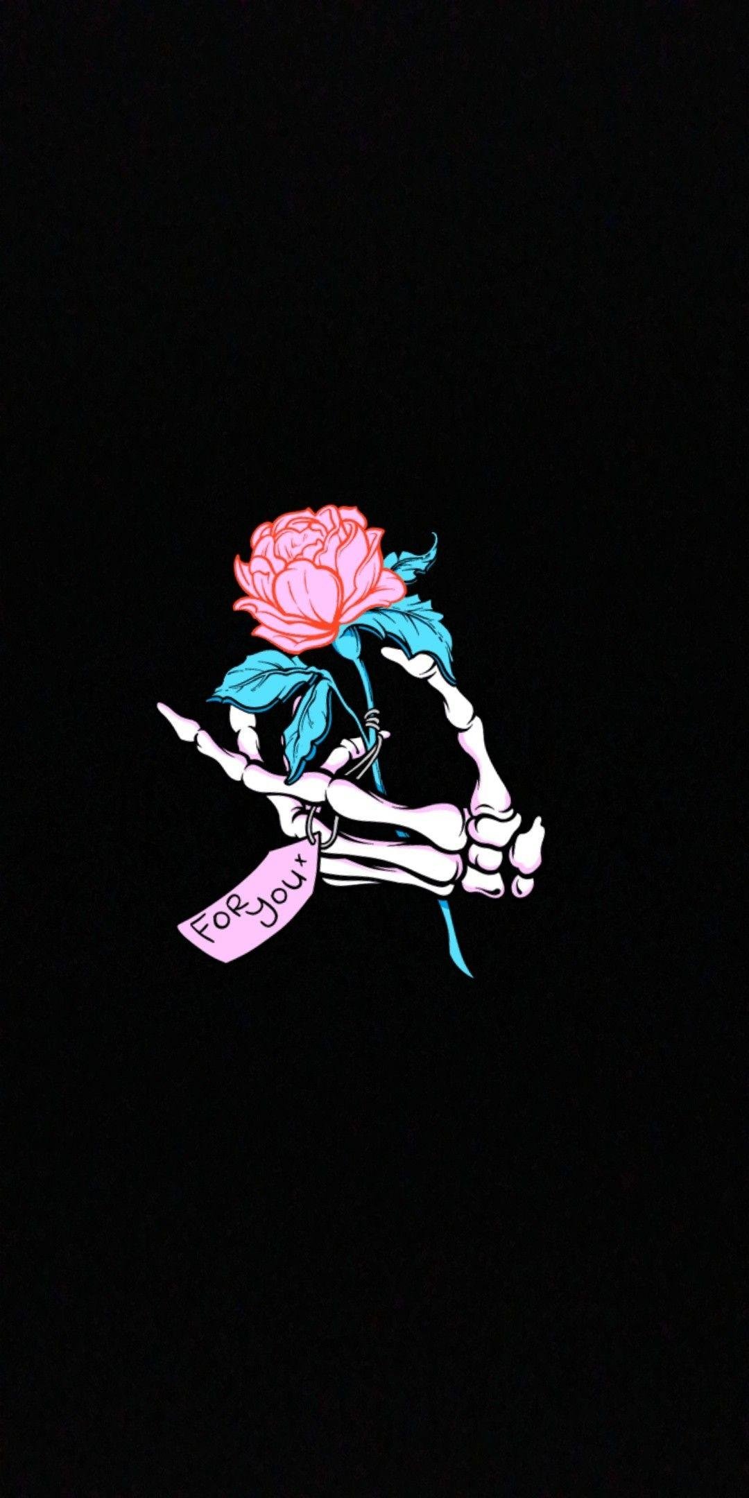 Download Skeleton Rose Vintage Grunge Aesthetic Wallpaper | Wallpapers.com