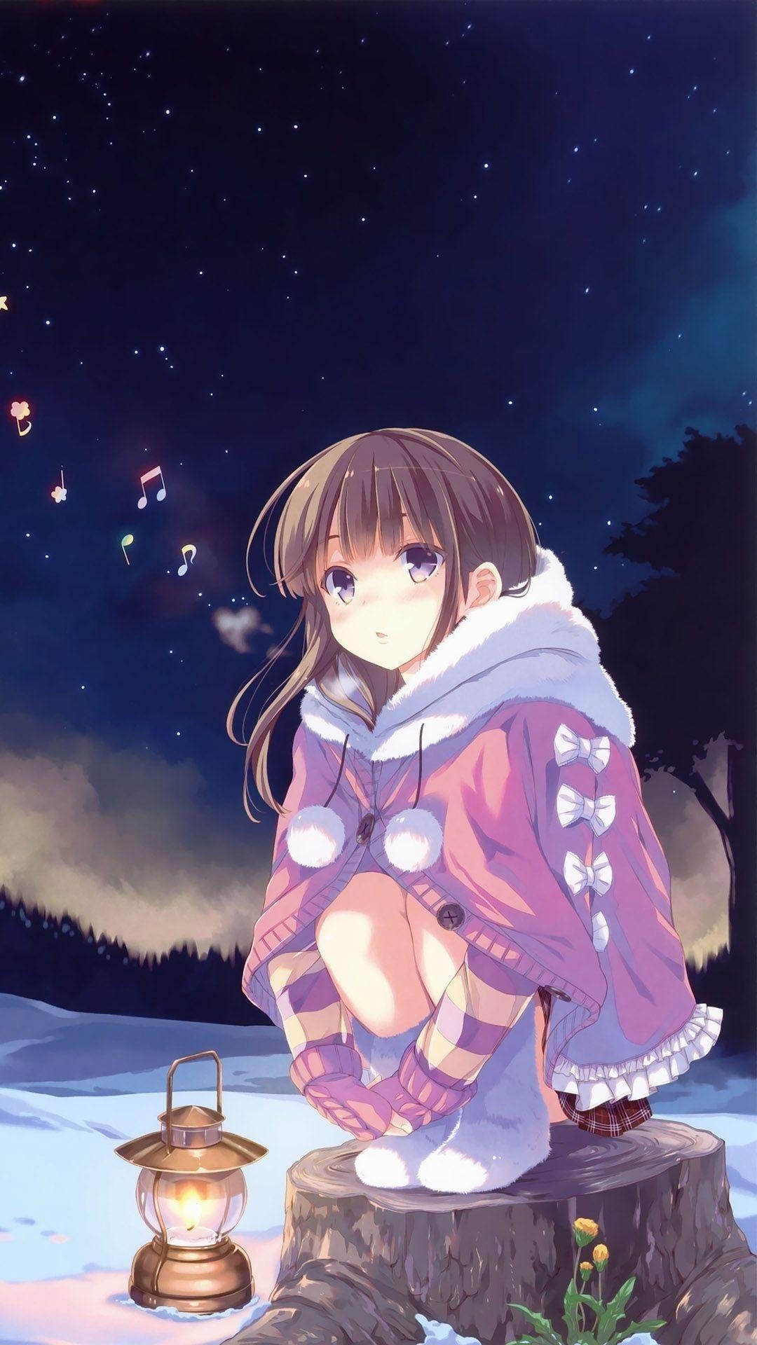 HD wallpaper anime anime girls original characters blue eyes winter   Wallpaper Flare