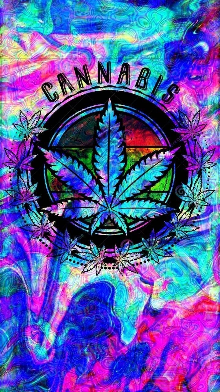 trippy marijuana leaf background