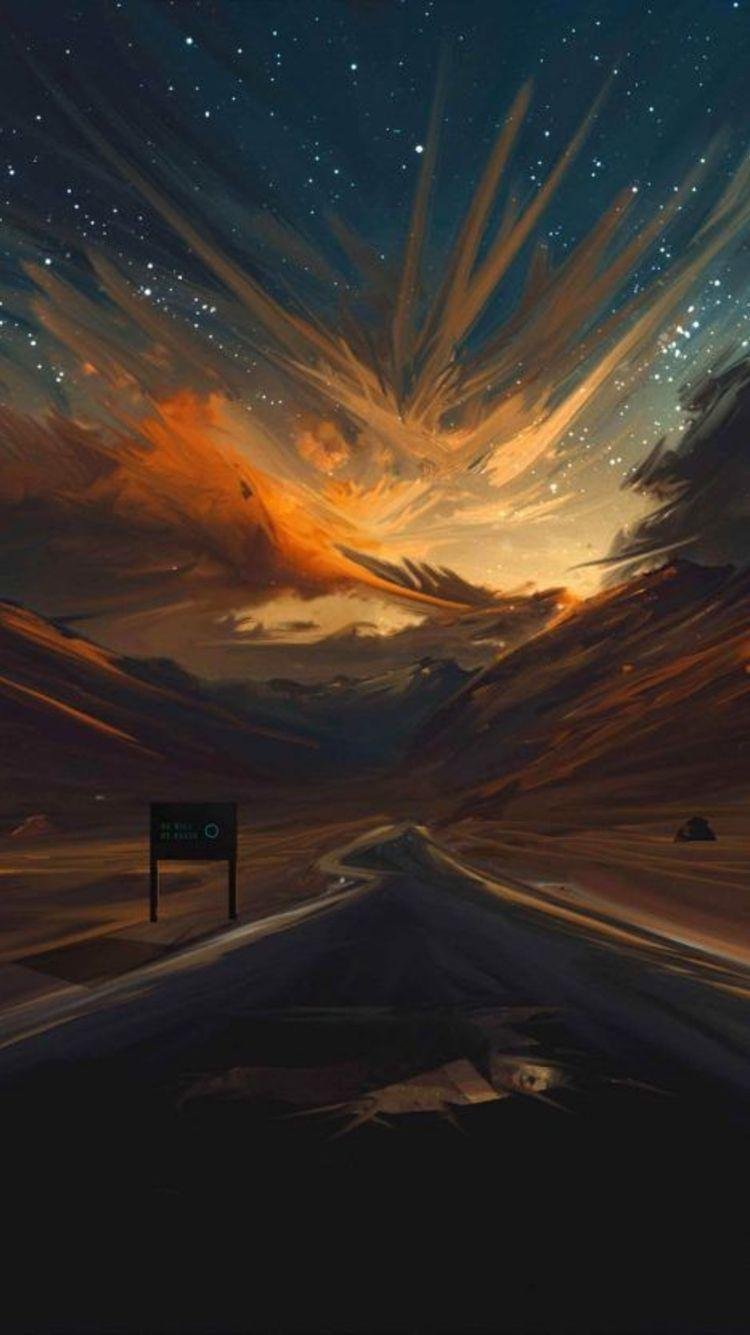Sunset road art Wallpapers Download | MobCup