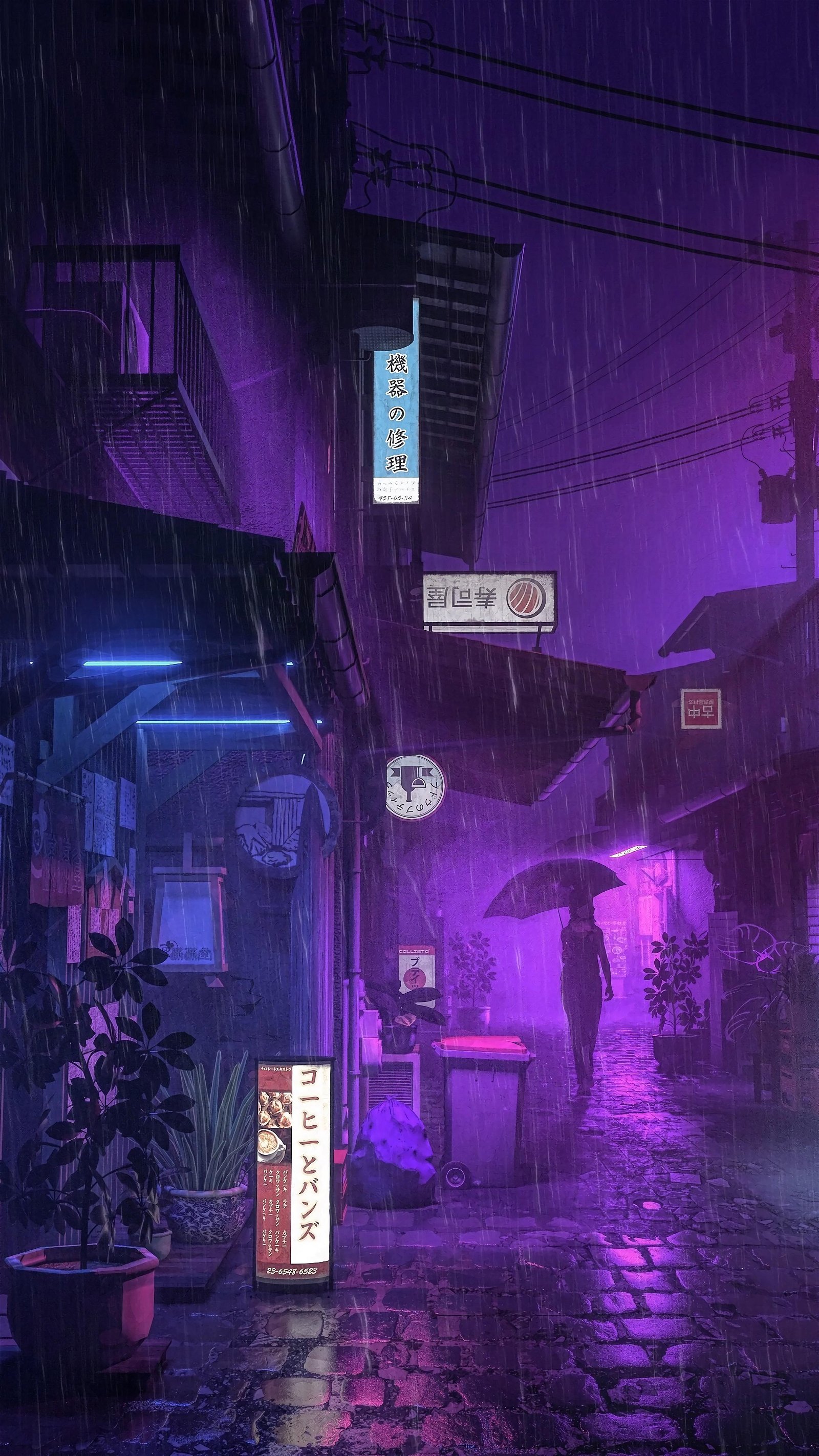Lovely Anime Cyberpunk City Painting Diagonal Camera · Creative Fabrica
