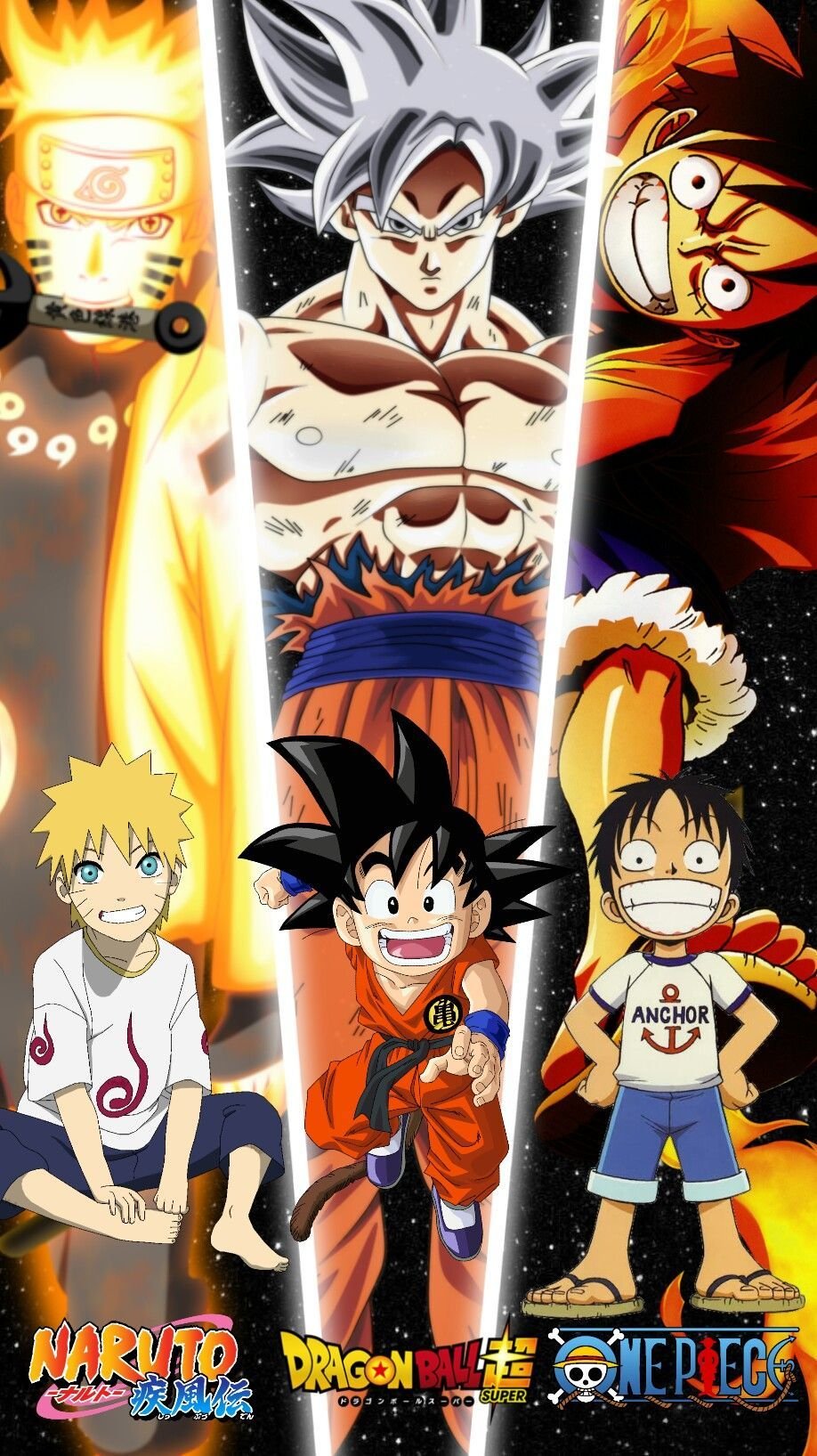 Luffy Gear 5 Goku Naruto Crossover 4K Wallpaper iPhone HD Phone 3791g