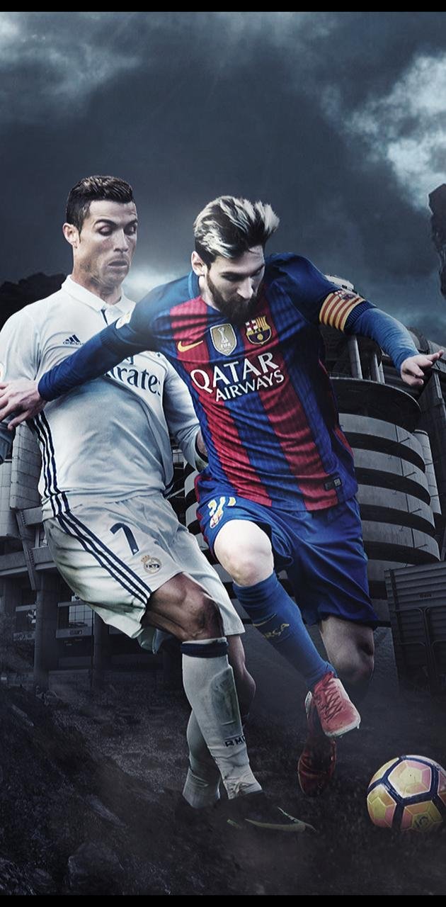Messi and Ronaldo Football iPhone Wallpaper