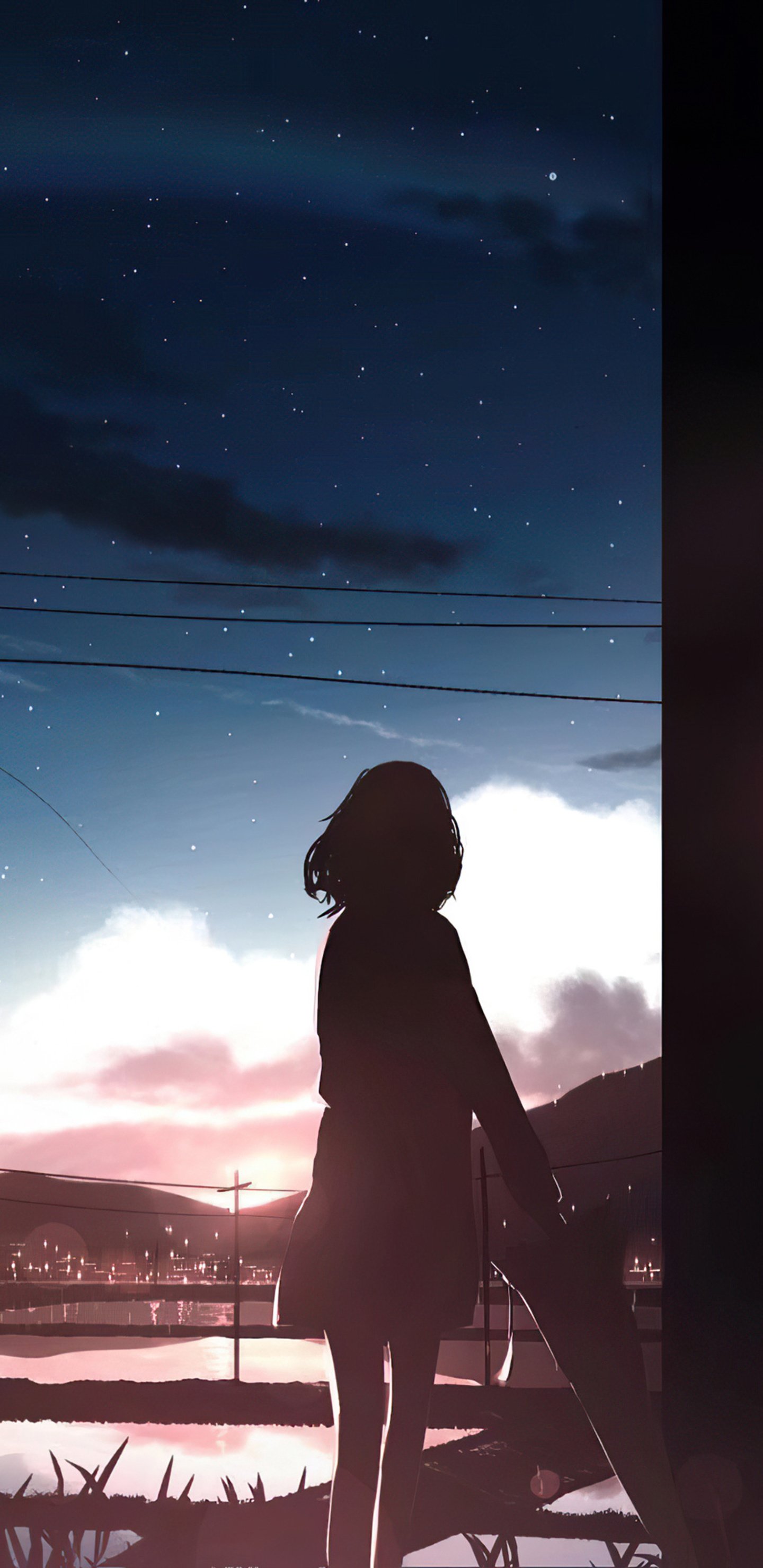 Anime Girl Standing Alone In The Street Near Some City Lights Background  Anime Picture Aesthetic Background Image And Wallpaper for Free Download