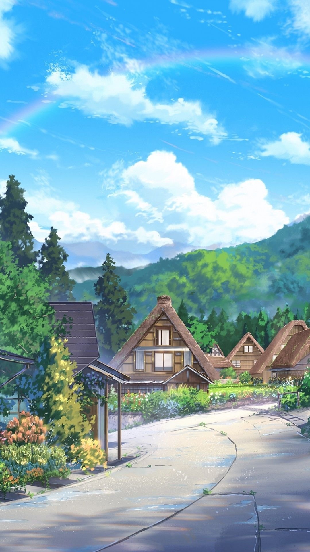 WIde Angle Japanese Anime Landscape Background Clear Sky with Dynamic  Sunlight See Through Sakura Cloud Sakura Tree Beautiful Wildness Fantasy  Scenery Stock Illustration  Adobe Stock
