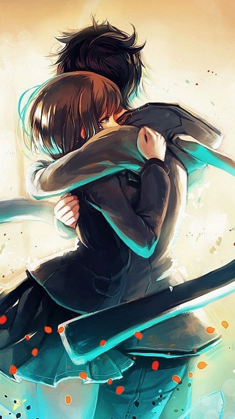 HD wallpaper Anime Girl Boy Hug Love hugging animated characters digital  wallpaper  Wallpaper Flare