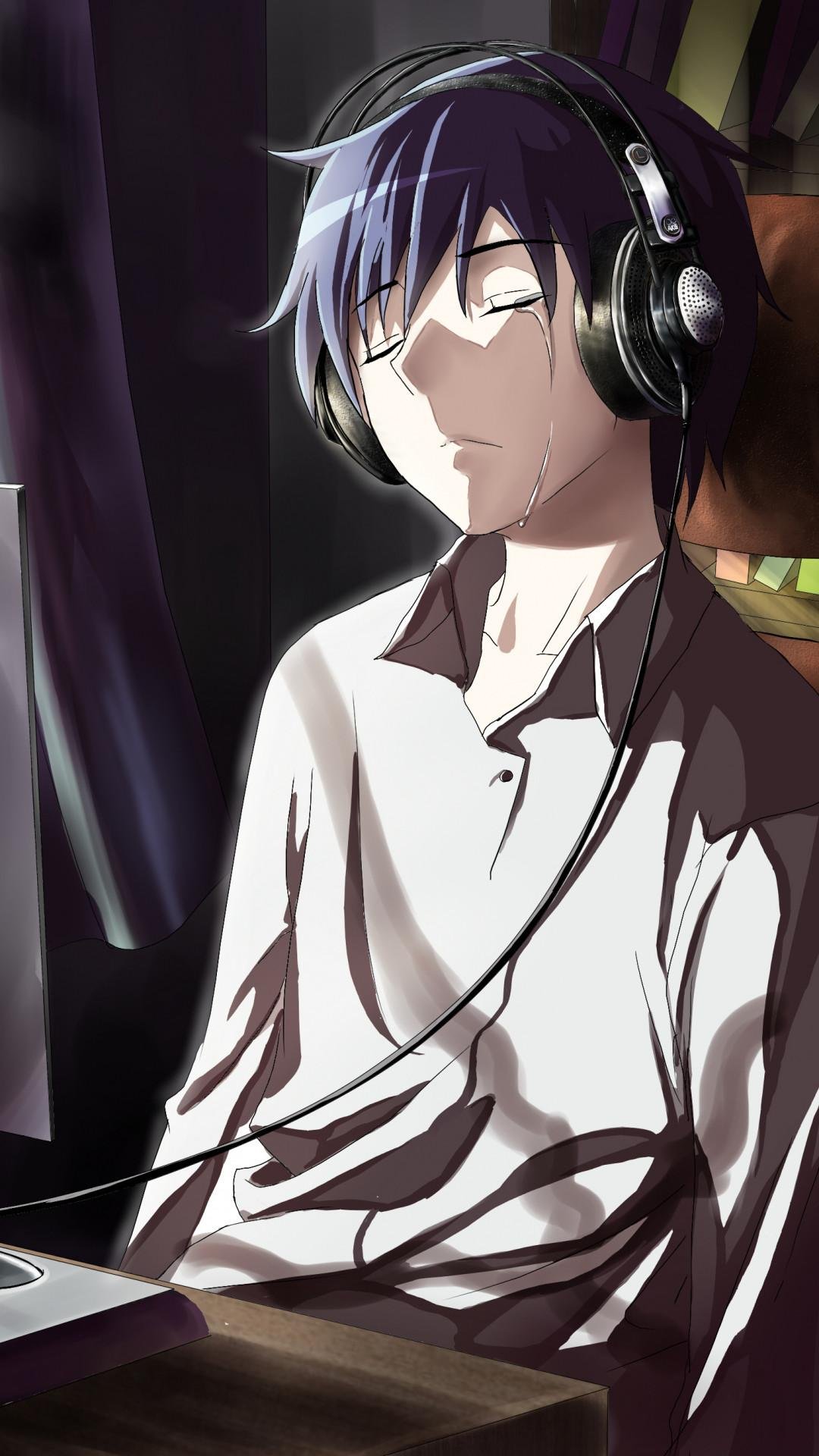 Anime boy wearing headphones Wallpapers Download  MobCup