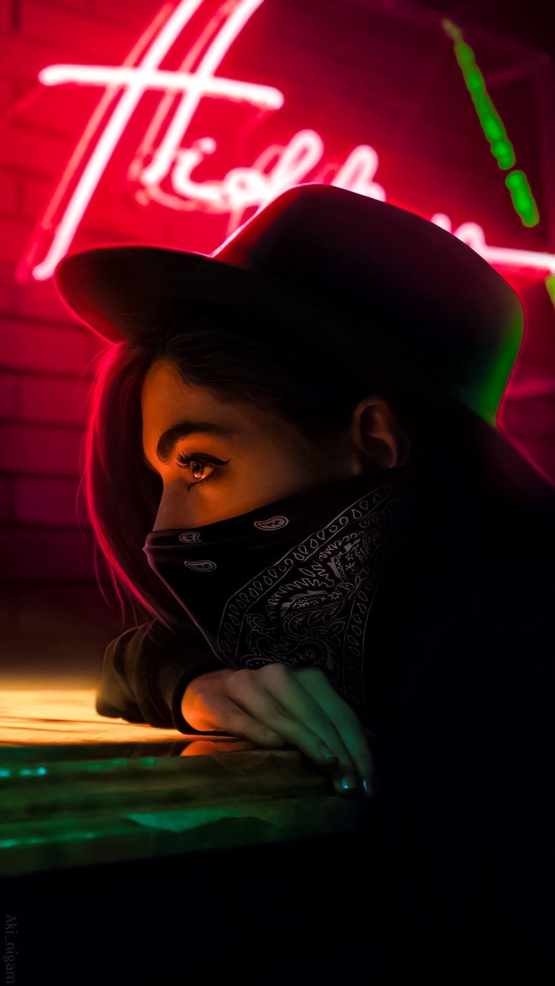 Neon girl art Wallpapers Download | MobCup