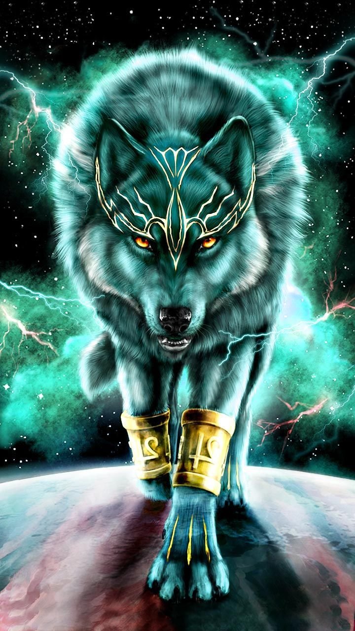 Blue and green wolf Wallpapers Download | MobCup