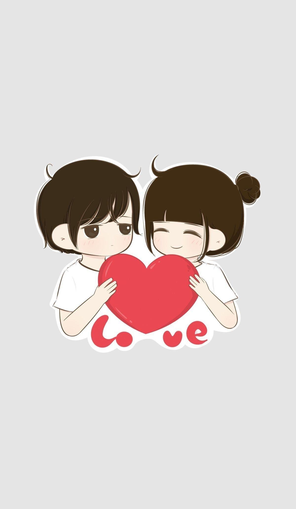 anime couple heart sign