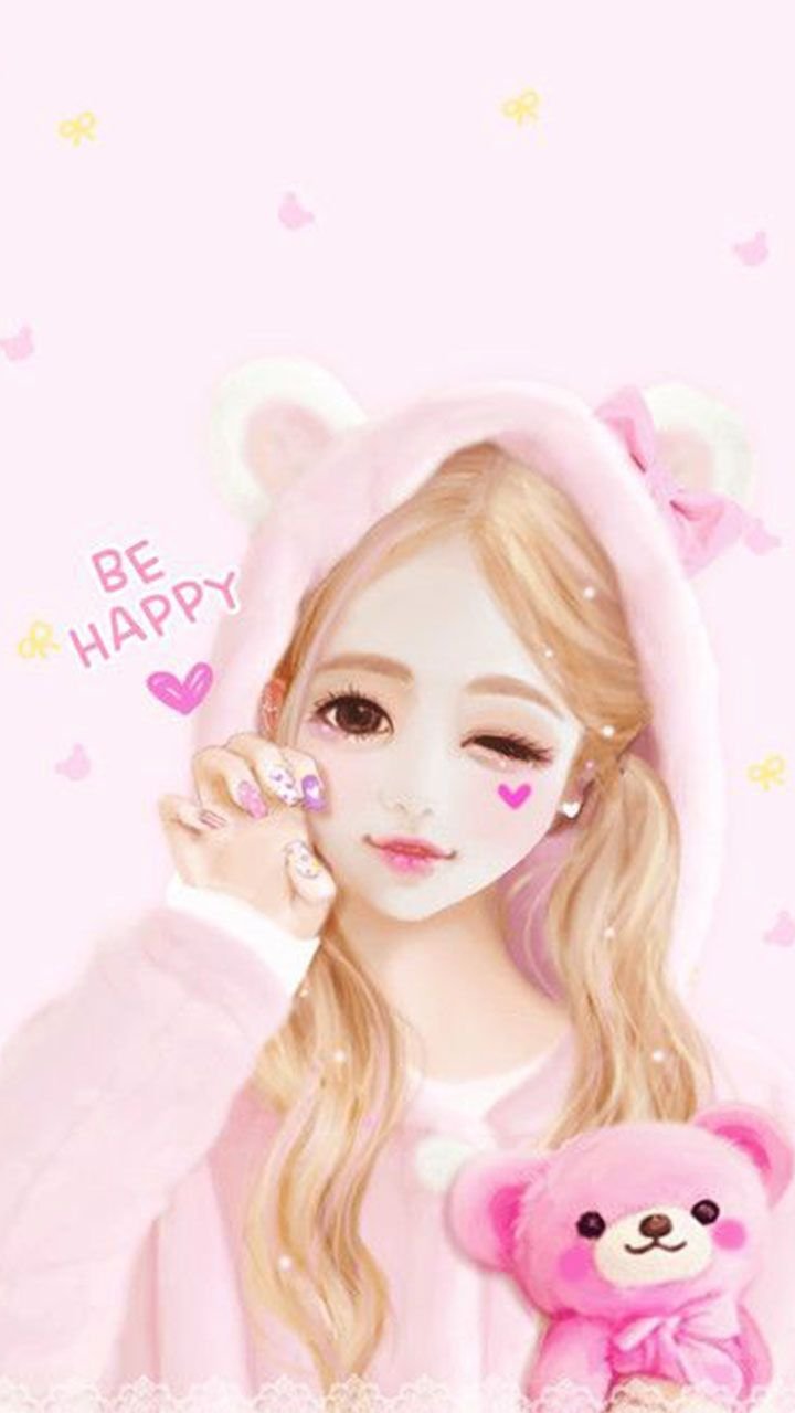 Cute-Doll-Girl-blue, background, balloon, cute, doll, fairies, girly, love,  rose, HD phone wallpaper | Peakpx