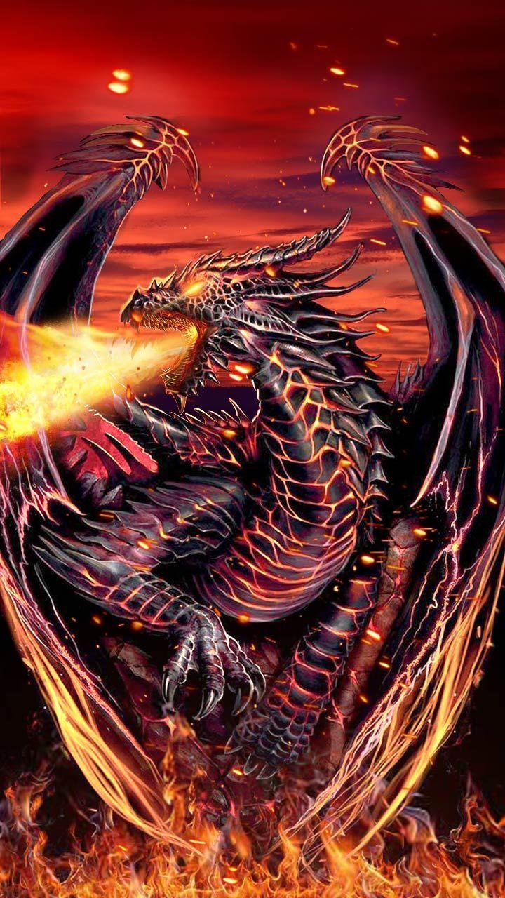 Fire Dragon Fantasy 4K wallpaper download