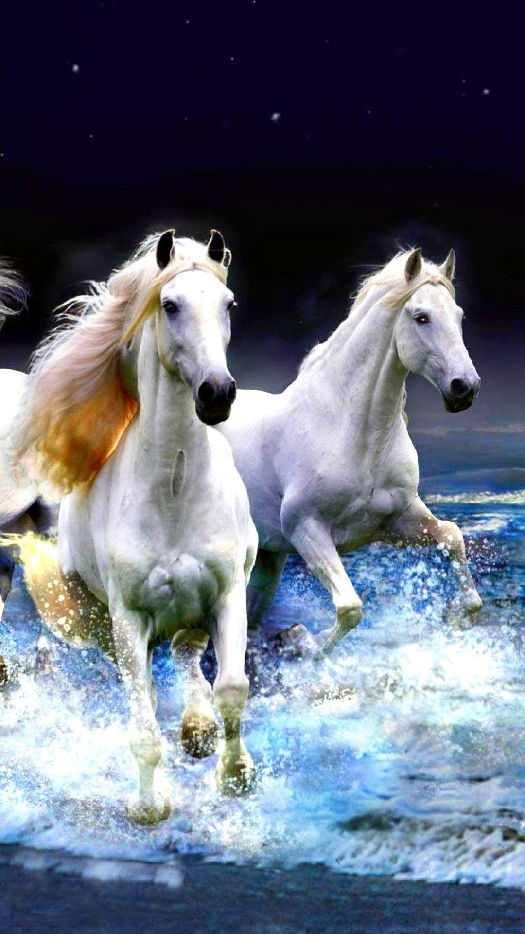 Seven Horses Running Digitally Printed Wallpaper