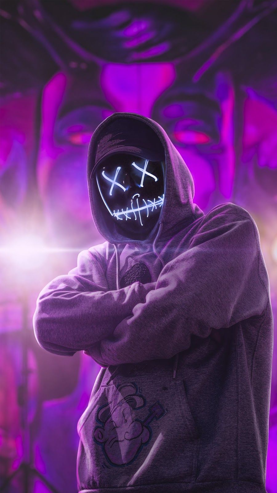 purple neon mask