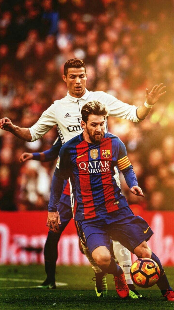 Ronaldo And Messi Playing Football Wallpaper Download | MobCup