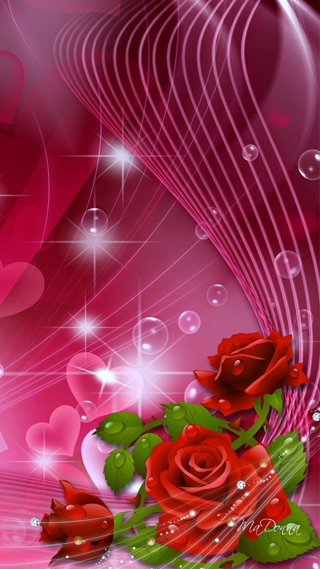 3d rose heart hd wallpaper for mobile