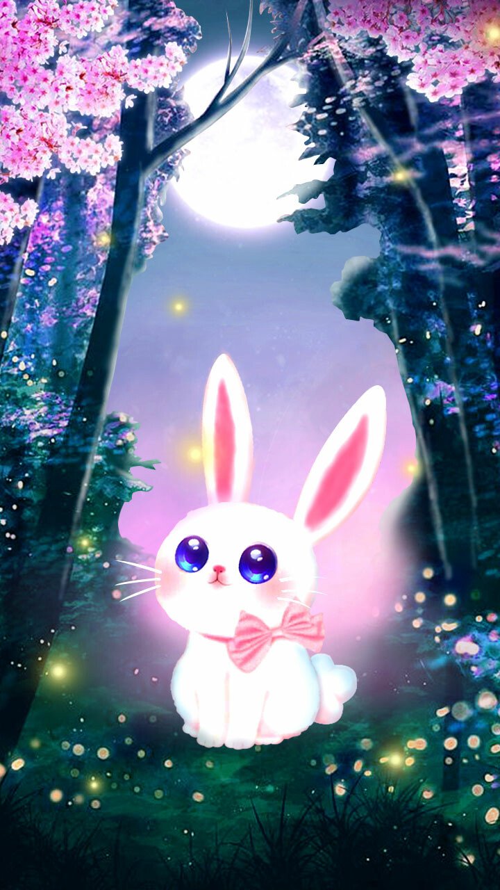 Premium Vector  Cute bunny with a strawberry watercolor advanced vector  wallpaper