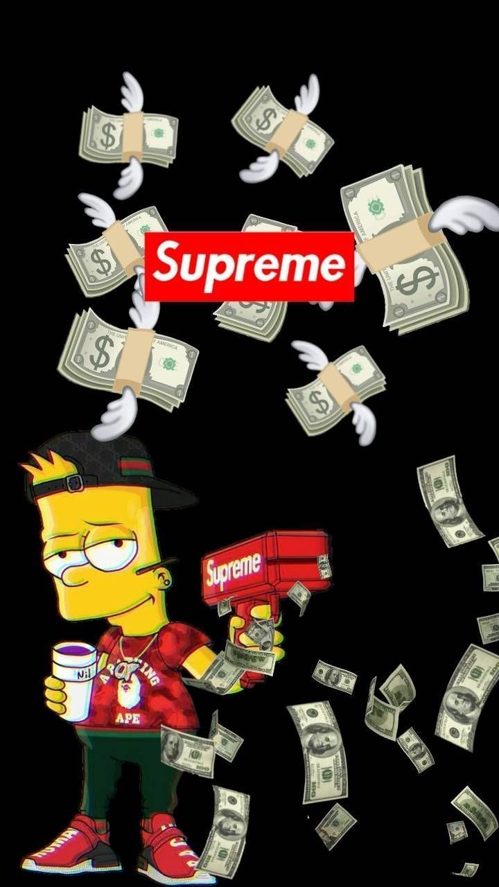 Supreme X Bart  Supreme wallpaper, Bart simpson art, Bart