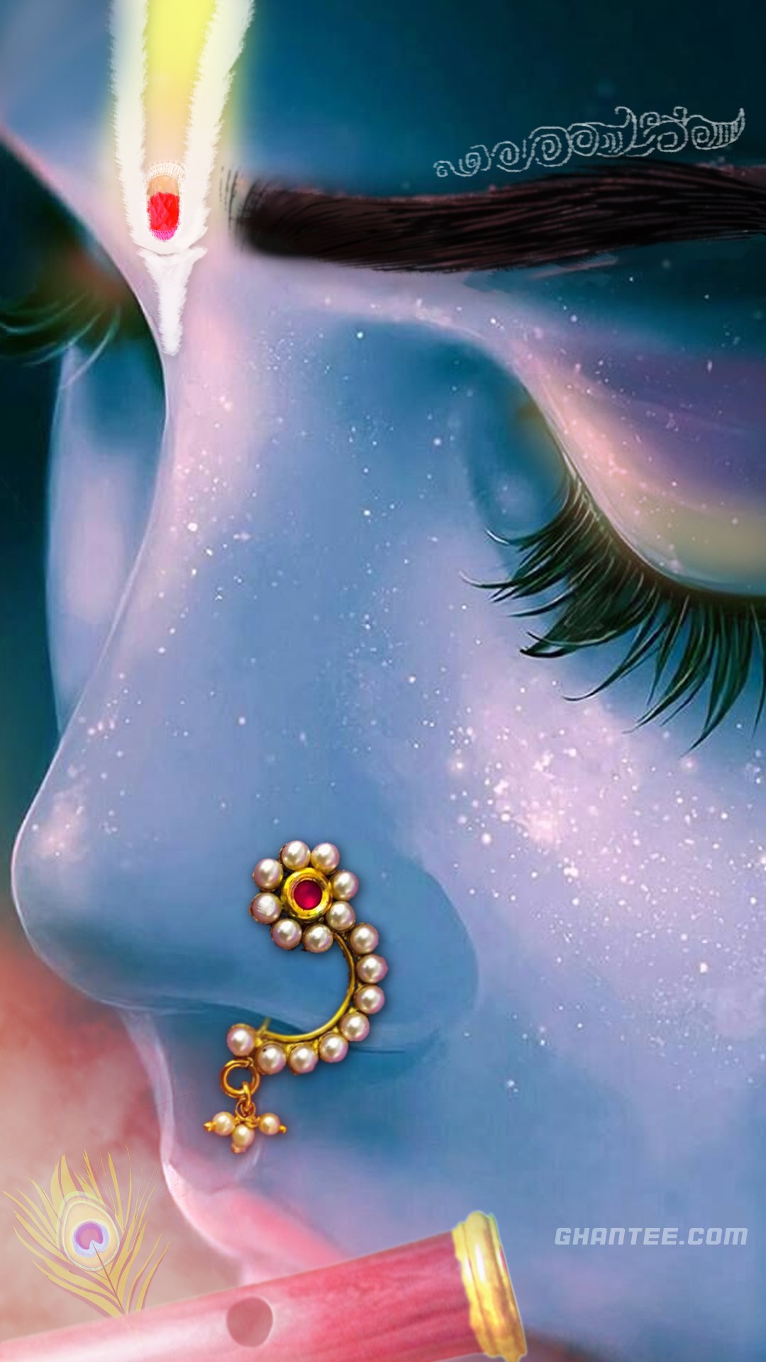 Beautiful Krishna Royal Blue Aesthetic Wallpaper Download | MobCup