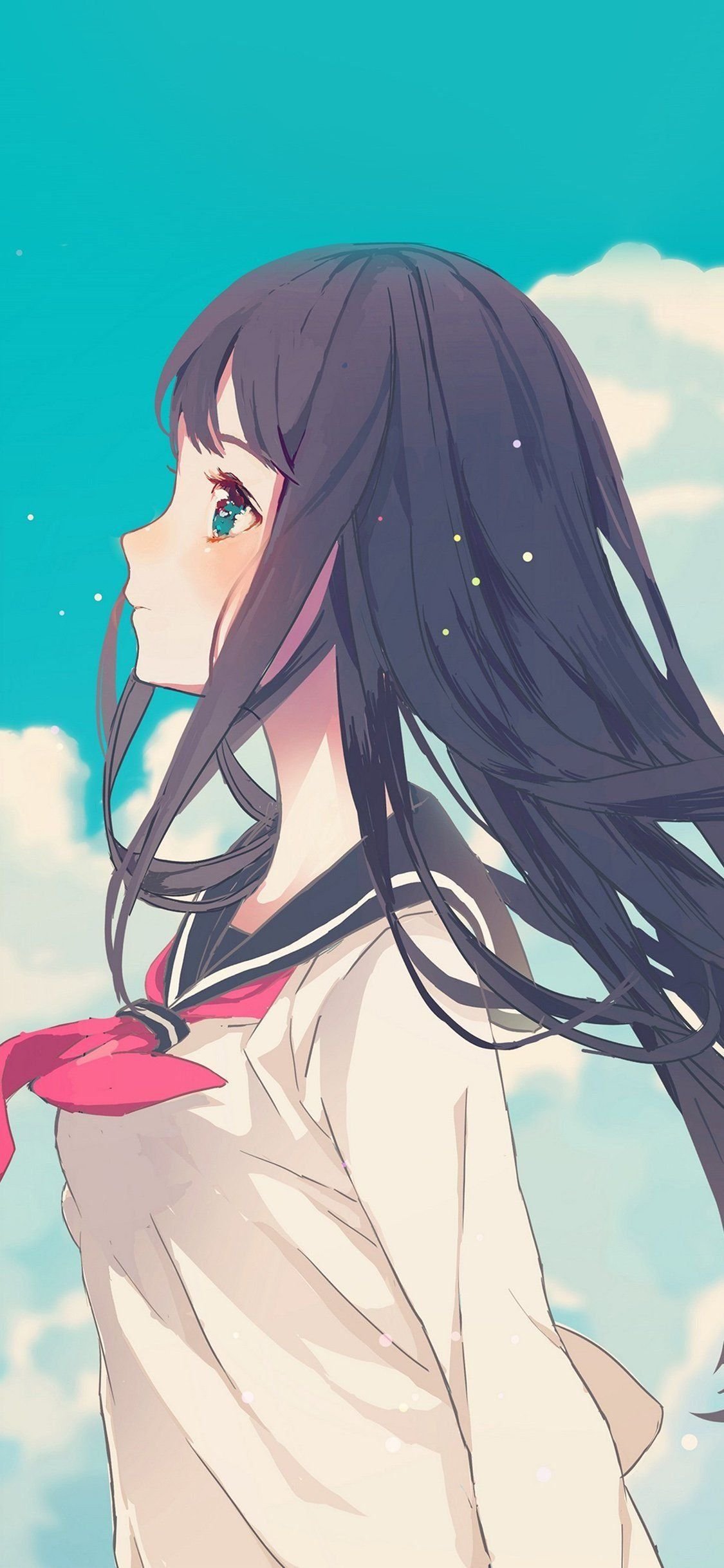 1600x2560 Anime School Girl, Cute, Black Hair, Blushes, Long Hair for  Google Nexus 10, black hair pfp HD phone wallpaper | Pxfuel