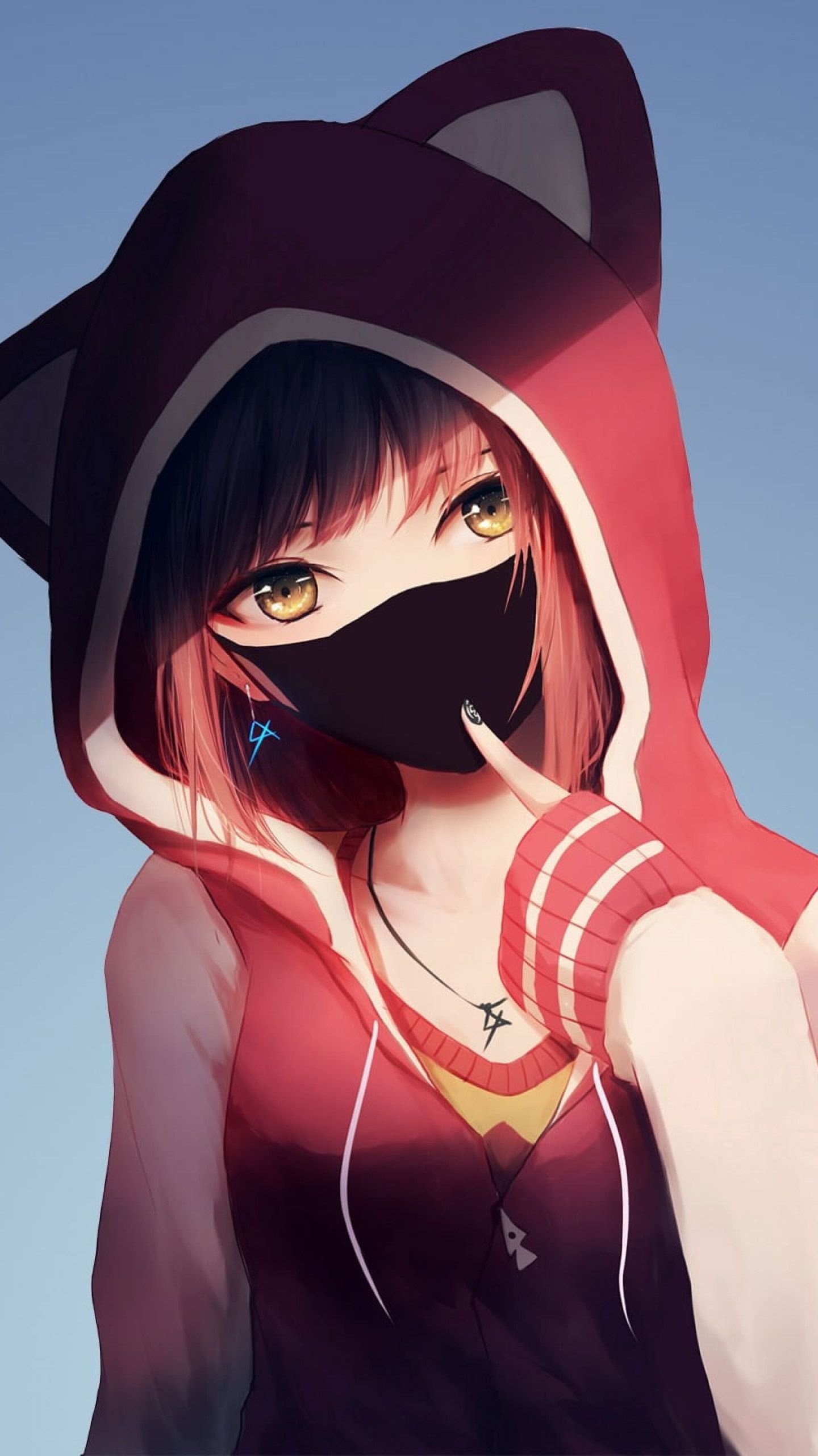 anime girl in cat hoodie