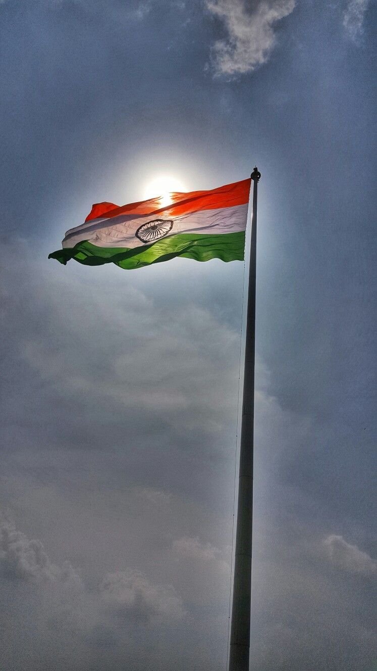 Indian Flag With Sunshine Background