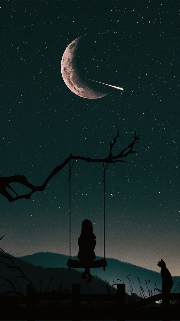 alone girl in night