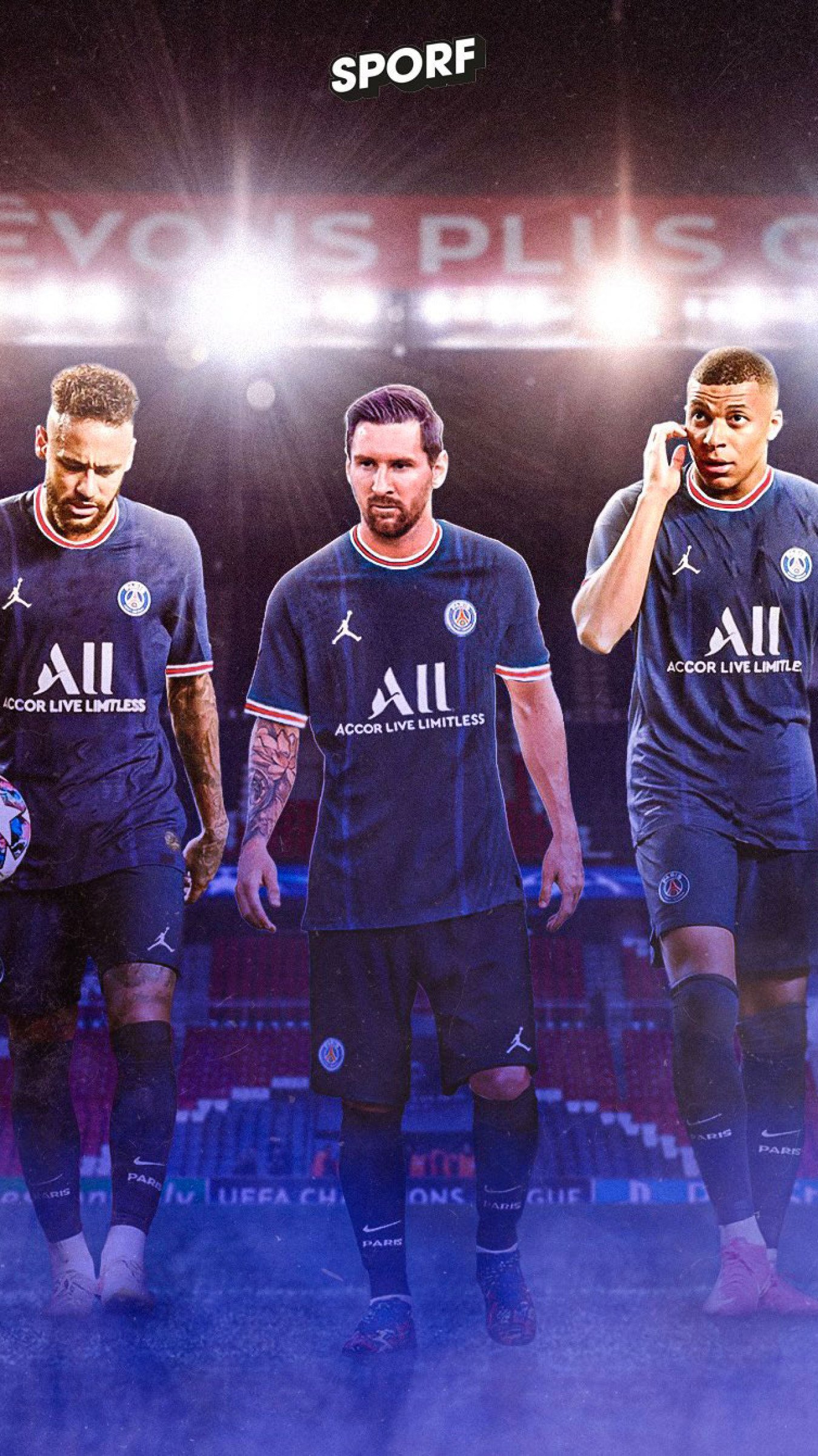 Download Mbappe With Messi And Neymar Wallpaper