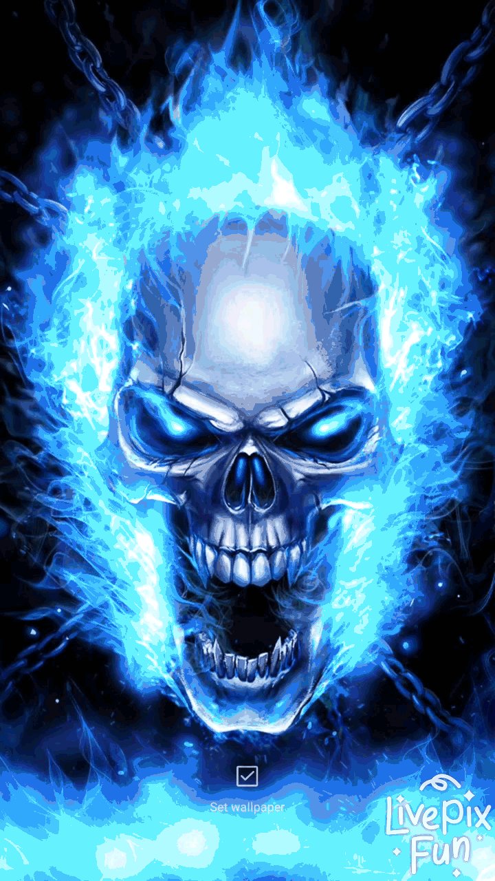 Blue Flaming Skull Wallpaper