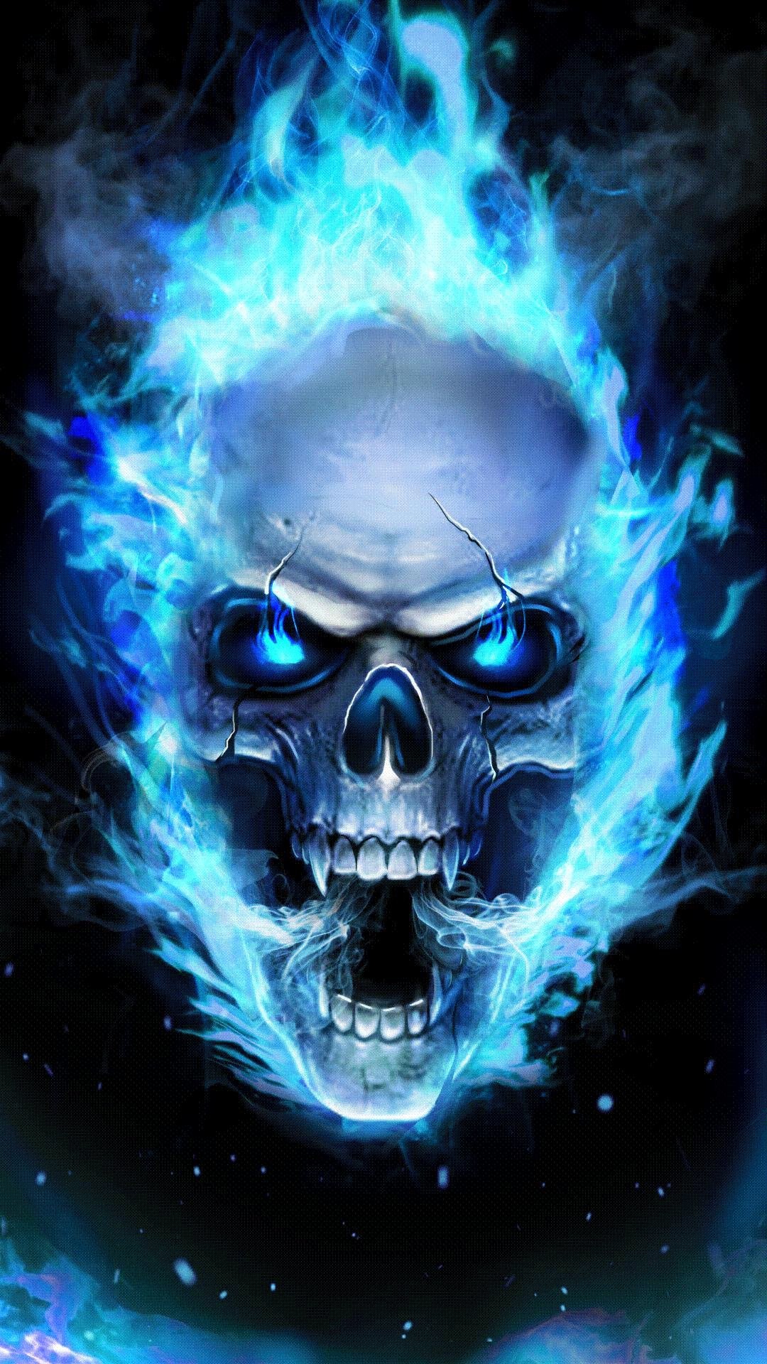 Blue Fire Skull ghost rider blue flame HD wallpaper  Pxfuel