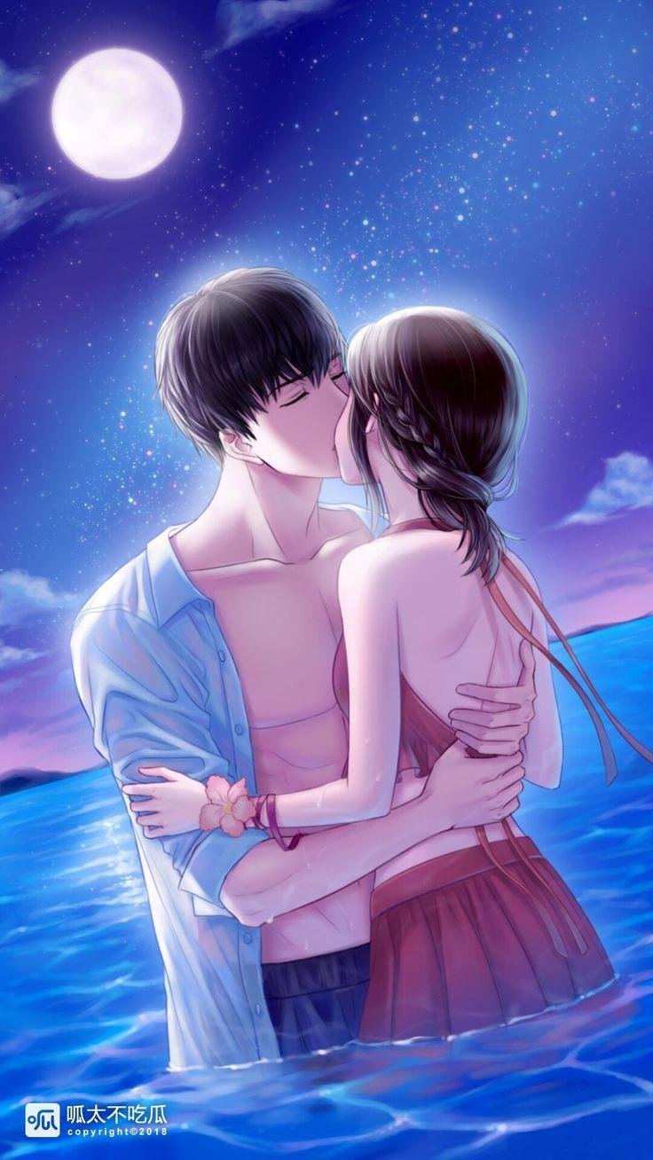 Romantic Anime Couple Kiss Wallpaper Download