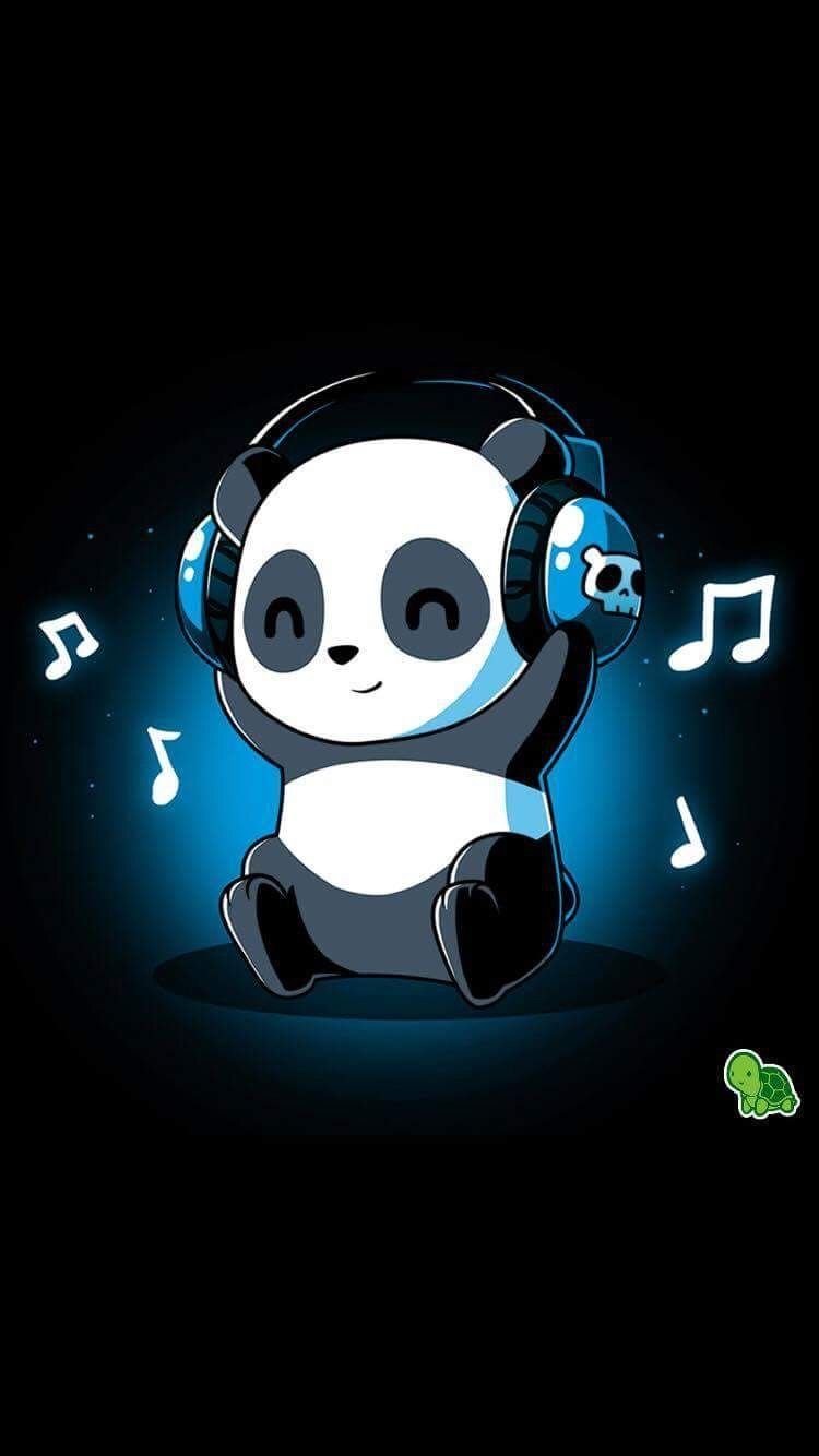 Chibi Cute Panda Listening Music Wallpaper Download | MobCup
