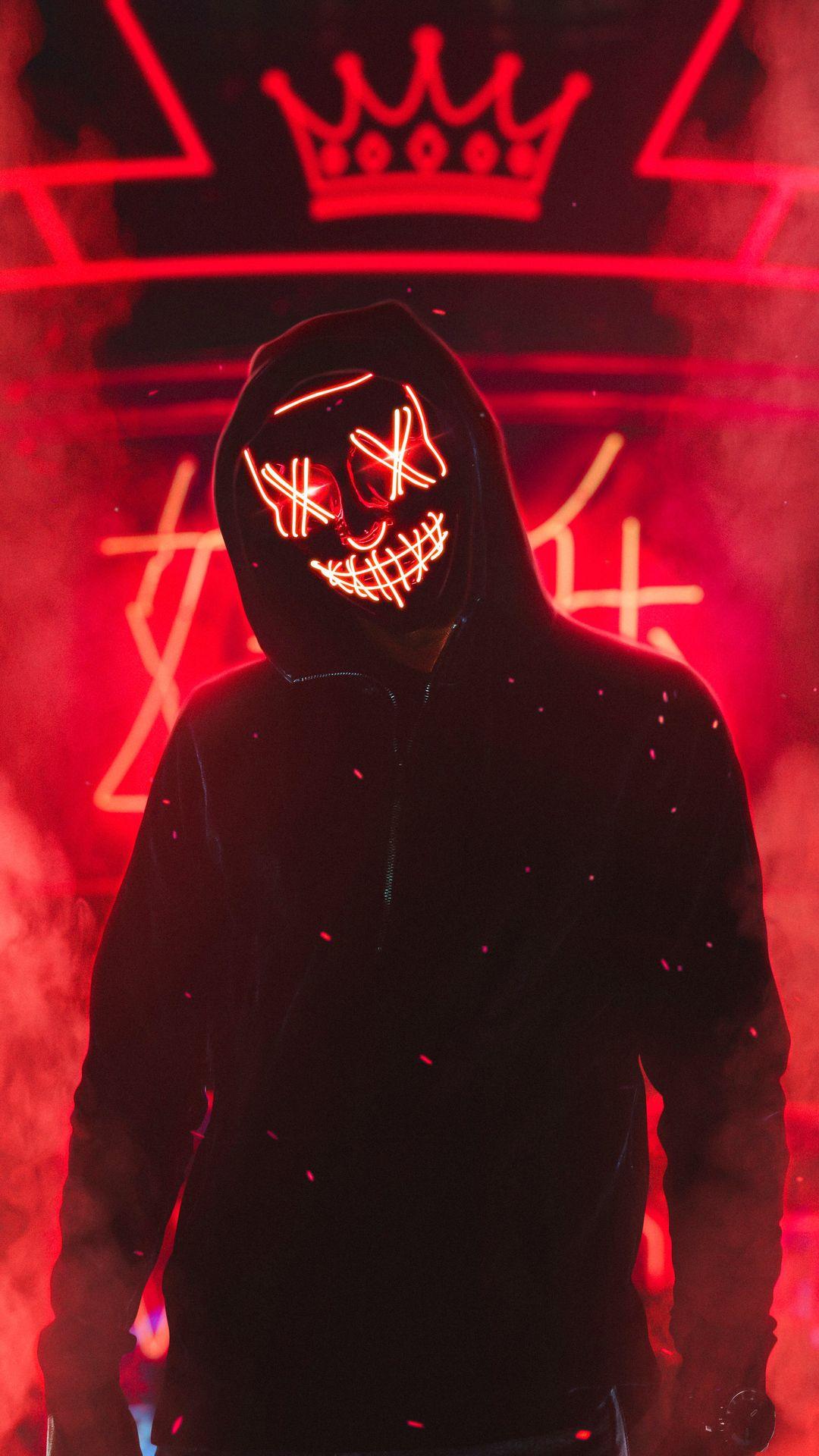 Neon mask guy with smoky background Wallpapers Download | MobCup