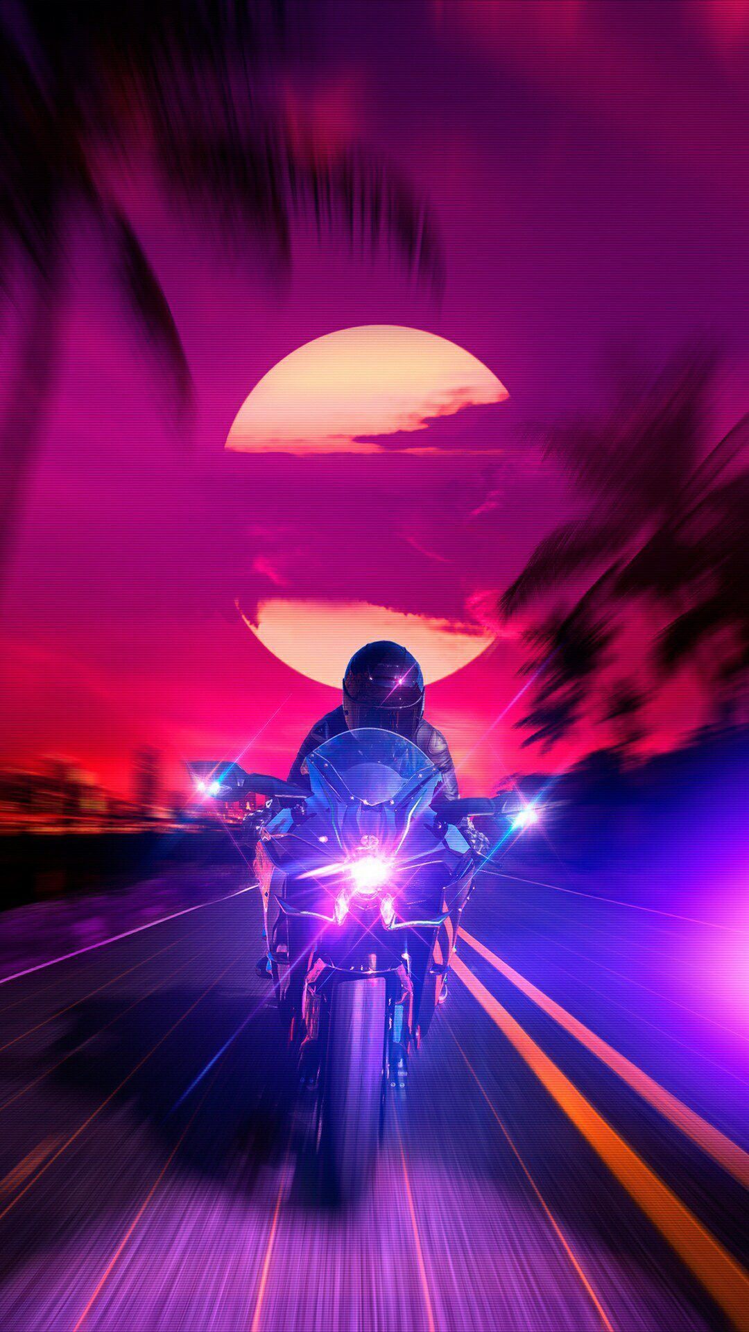 Retro Wave Neon Aesthetic - bike