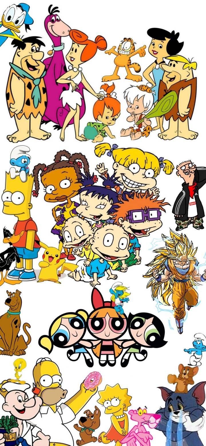 90s cartoon characters collage