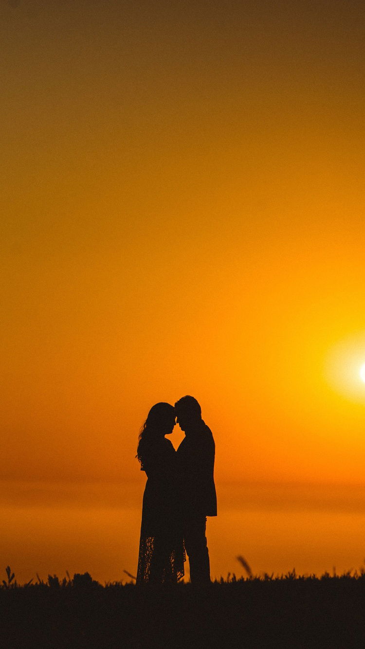 Couple Silhouette Sunset Wallpaper Download | MobCup