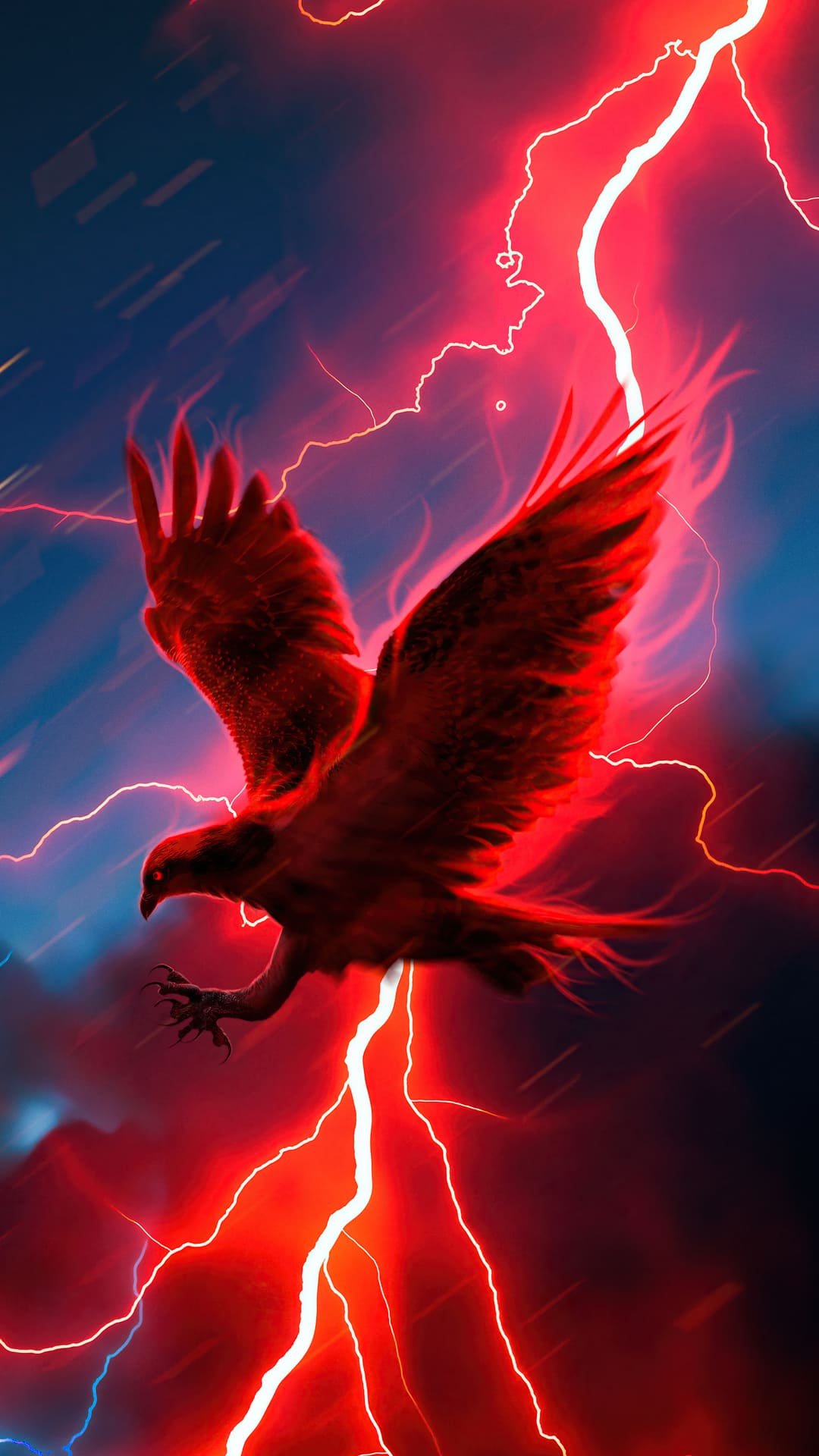 Download Watch in Awe as Red Lightning Streaks Across the Sky Wallpaper   Wallpaperscom