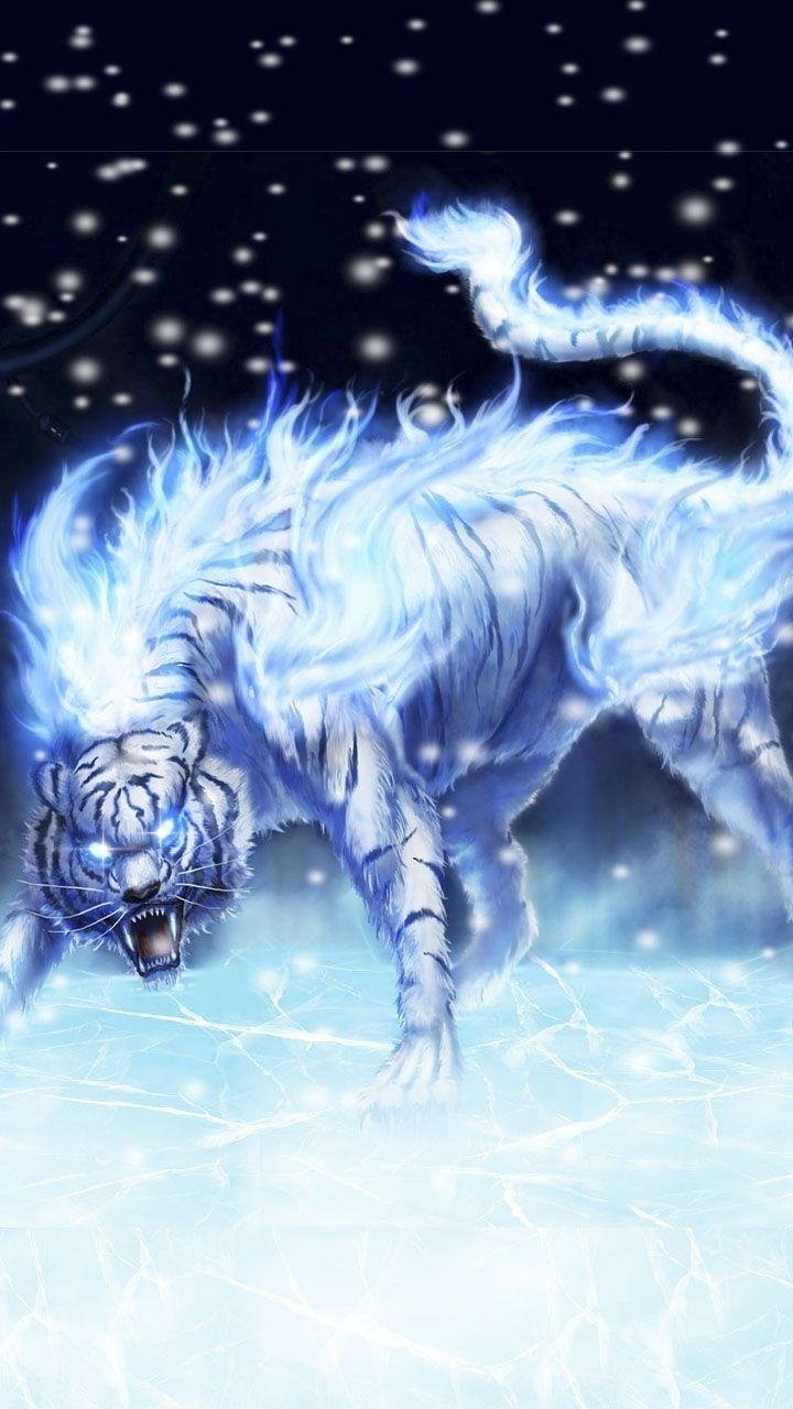 fire white tiger wallpaper