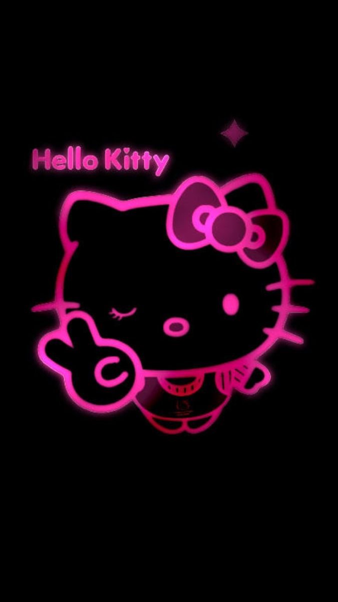 neon hello kitty background