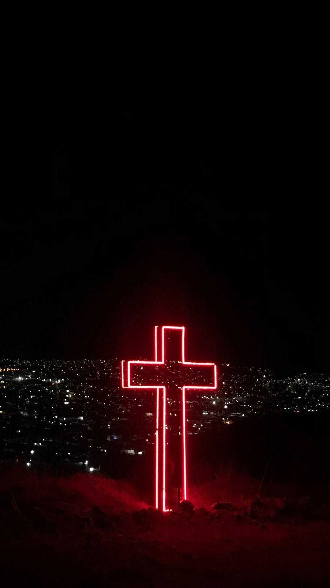 Red Neon Jesus Cross Wallpaper Download | MobCup