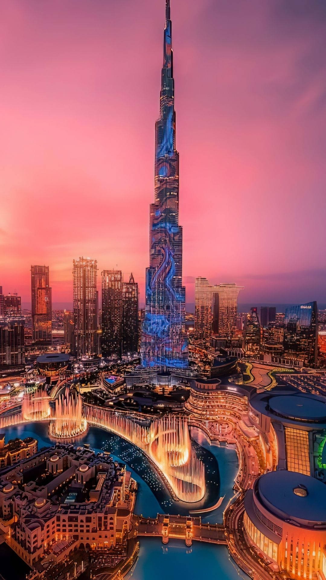 UAE Dubai Burj Khalifa city water skyscrapers dusk 640x1136 iPhone  55S5CSE wallpaper background picture image